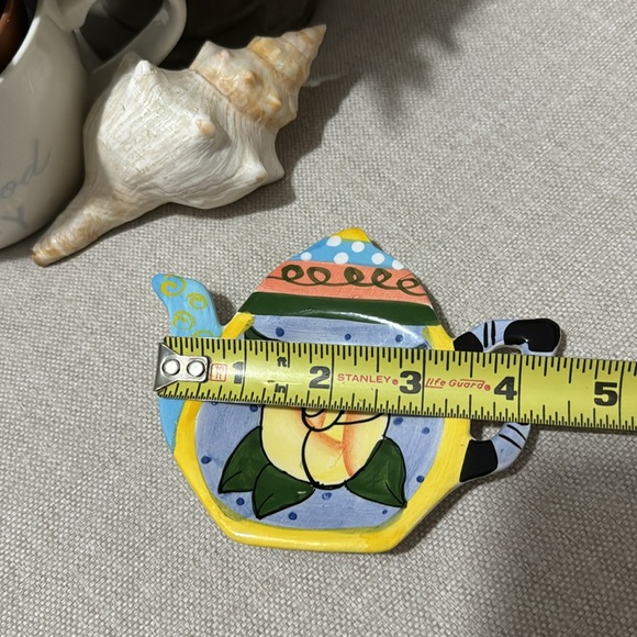 Milson & Louis Hand Painted Floral Tea Pot Shaped Tea Bag/Spoon Rest-EUC - Picture 6 of 7